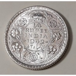 INDIA 1/4 RUPEE 1942  UNC